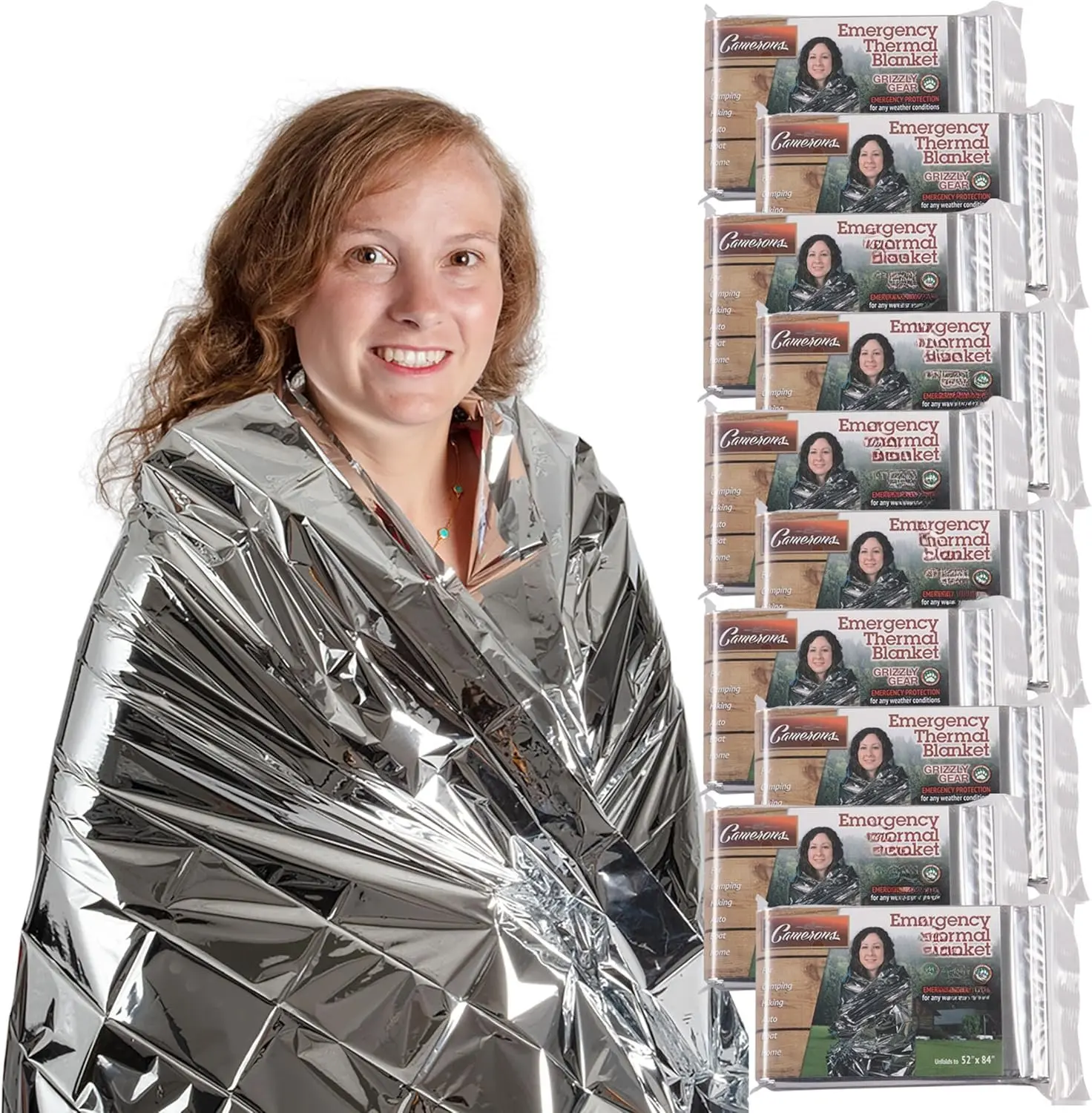 10-Pack Individually Packed Mylar Thermal Emergency Blankets Kit - Lightweight, Compact Fold, High-Tenacity, Portable, Tear&Puncture-Resistant, Heat-Retaining Camping Blanket for Hiking, Backpacking - 4th of July, Labor Day Bug-Out Bag Essential