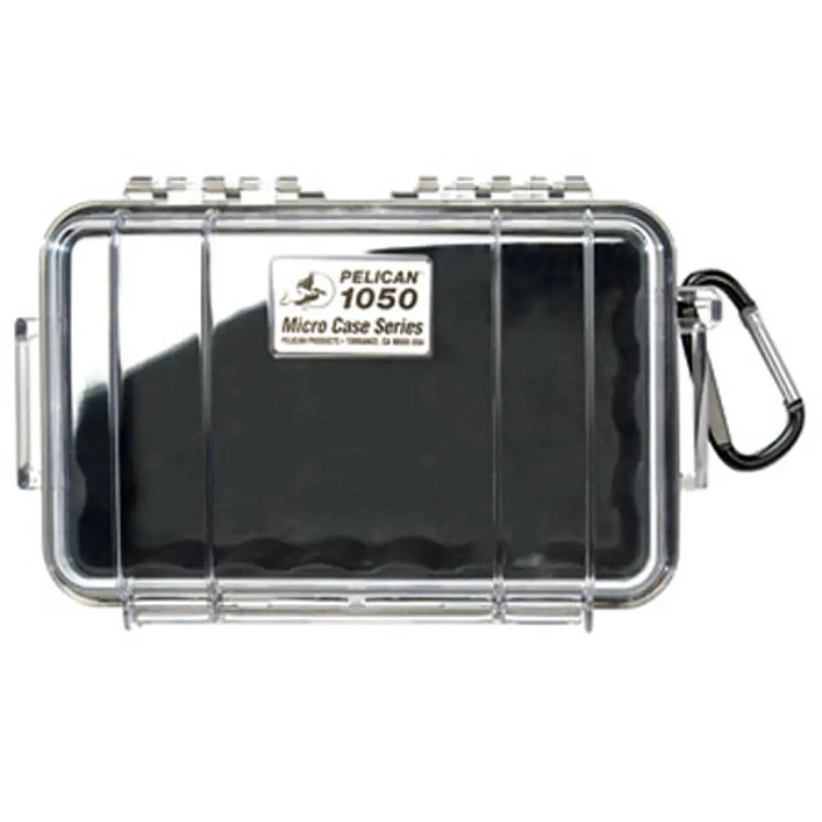 Pelican 1050 Hard Plastic Watertight Micro Case with Rubber Liner - Protector for Small Devices, Camera - Clear/Black