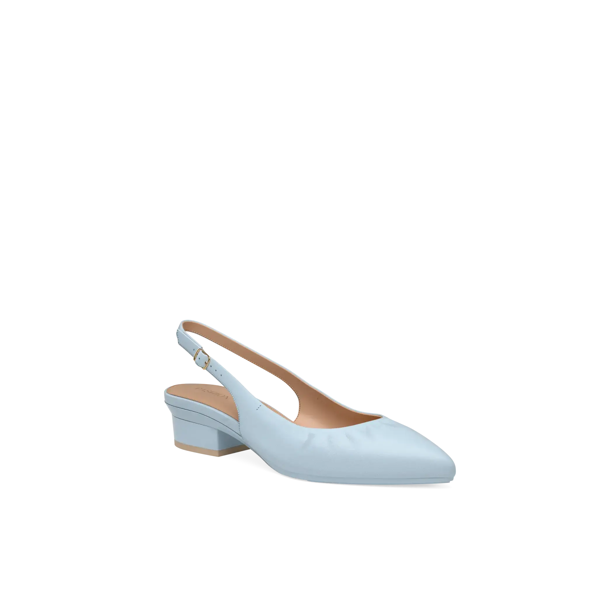 Slingback Buckle Pump - Baby Blue Leather Flat