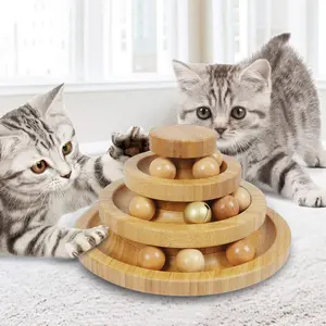 Cat Ball Track Toy, Cat Toy Roller, Three-Layer Ball Tower with 9 Detachable Balls, Interactive Cat Toy, Suitable for Kittens' Intelligence and Physical Exercise DIY Round Fun Toy - Medium Size