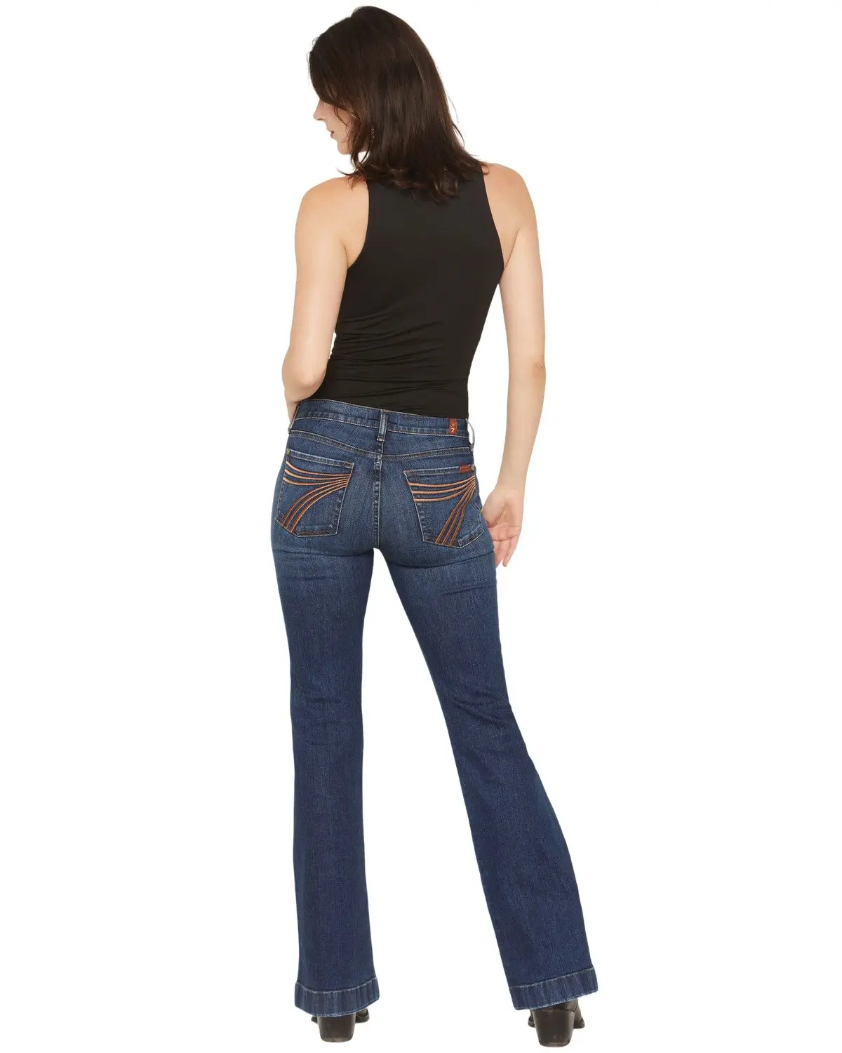 7 For All Mankind Women's Women'S Loom Dark Wash Mid Rise Dojo Trouser - 7U30044a-3Dj