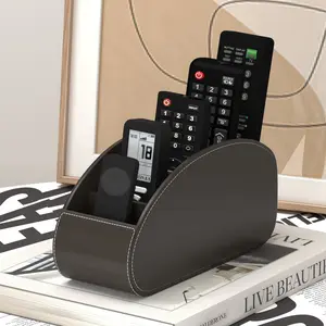 Multifunctional PU Remote Control Storage Box, Five-Compartment Organizer, Stores Remotes, Pens, Glasses, Desktop Bedside Cabinet Holder
