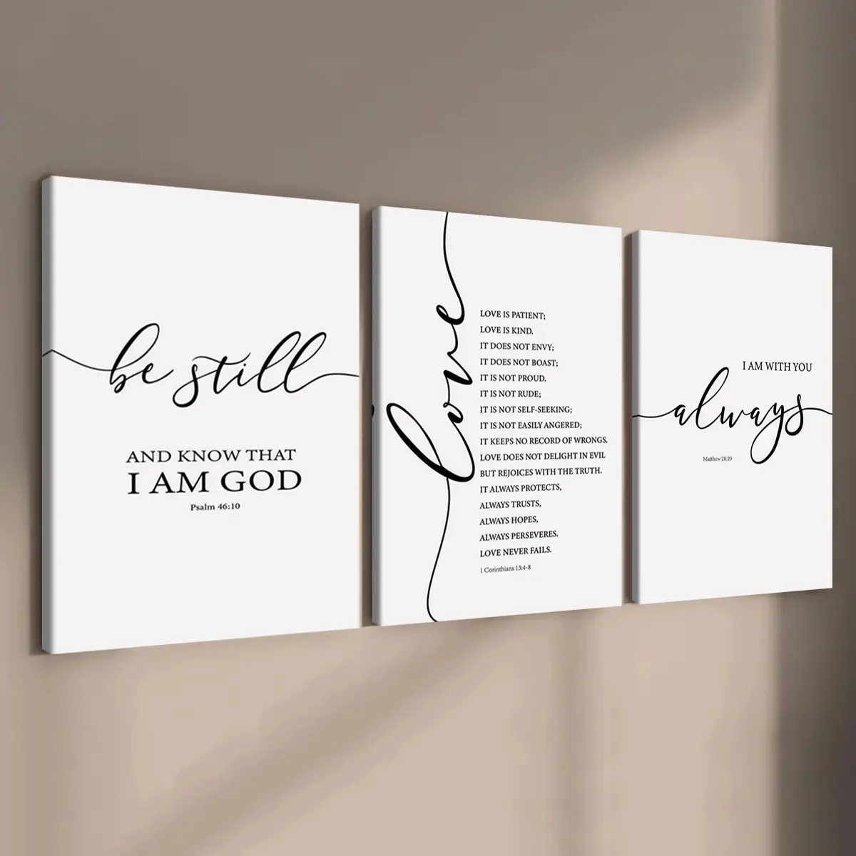 3 count wooden frame canvas, religious sayings triads poster, Quote Prints, religious art, Decorative Wall Art, exquisite murals, Artwork, bedroom Decor, home Decor, Living Room and hallway wall Decor, HD, waterproof, Art, Decoration, Artistic