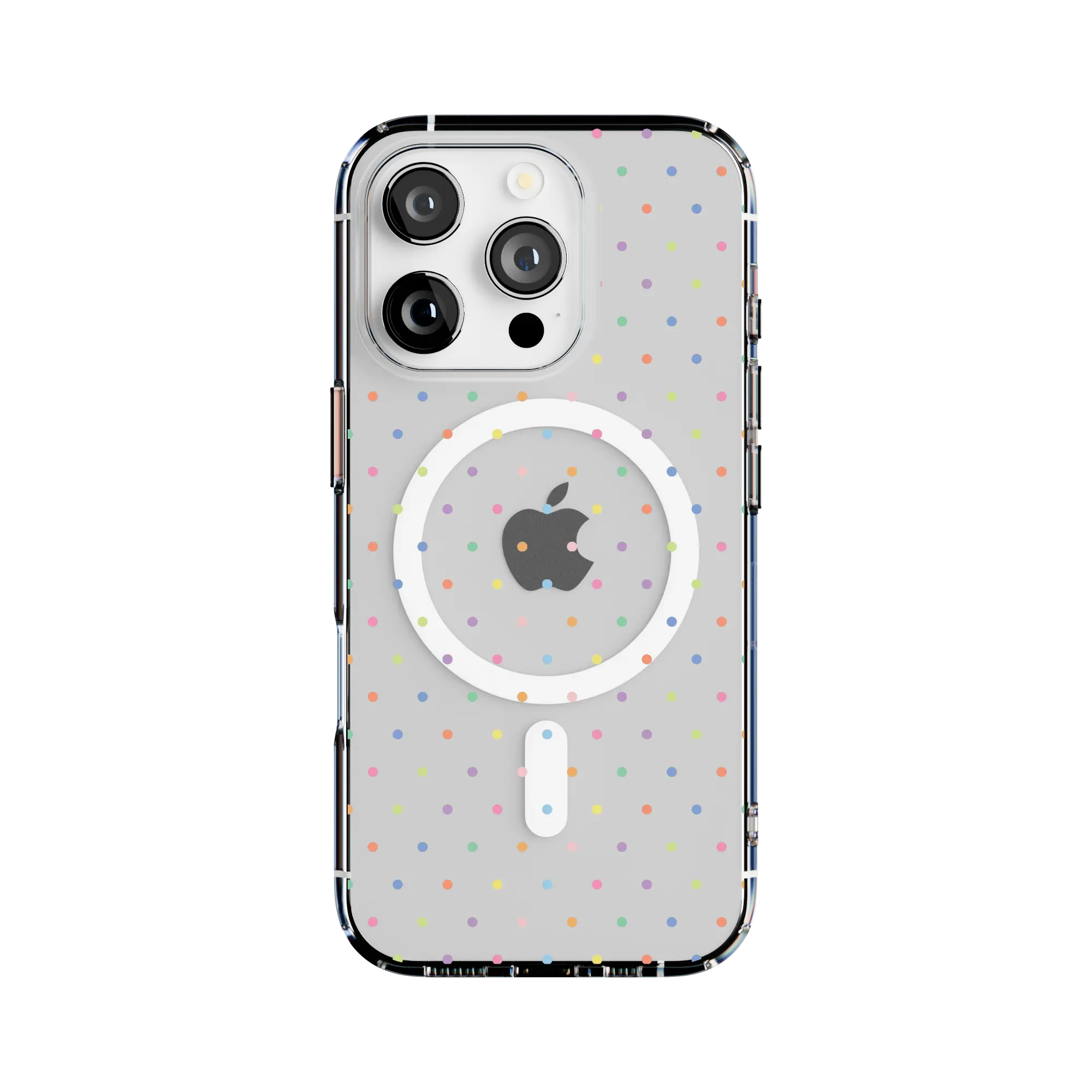 Casely iPhone 16 Pro Case | On the Dot | Rainbow Polka Dot | Clear Classic Ultra-Thin Design | Compatible with MagSafe