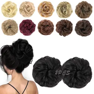 HAVA 2Pcs Messy Bun Hair Piece Curly Fake Hair Bun Scrunchies Extensions Synthetic Chignon Updo Hairpieces for Women