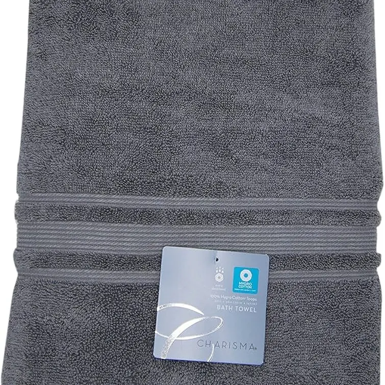 Charisma Bath Towel - 100 Percent Hygro Cotton, 30 x 58 Inch - Gunmetal Grey