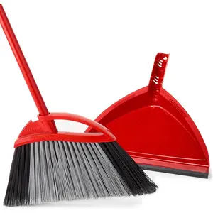 Power corner angle broom with dust pan