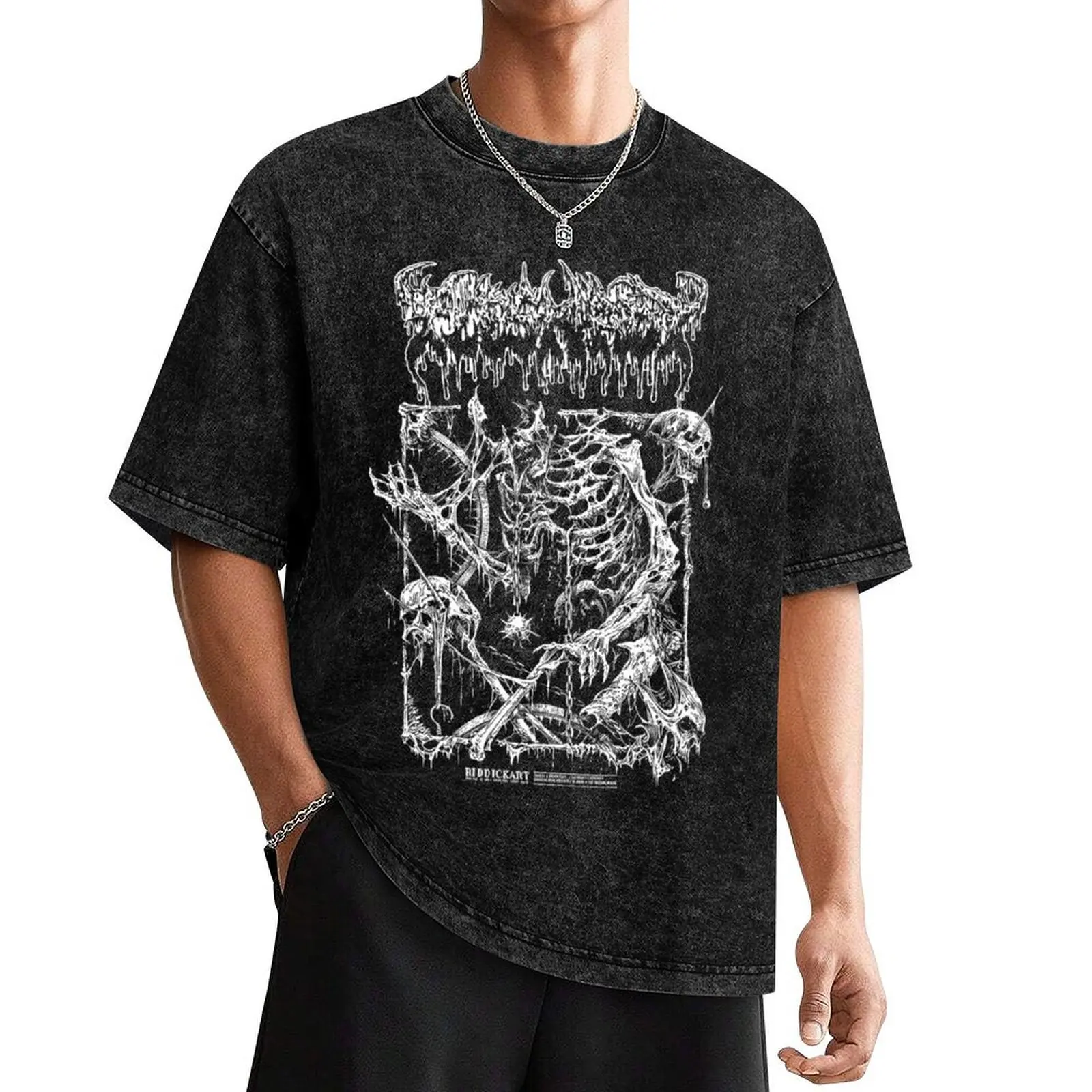 Women's Gothic Skeleton Graphic Shortsleeve Tee - 100% Pure Cotton, Baggy Oversized Punk Vintage Dark Edgy Aesthetic Top for Comfort & Versatility