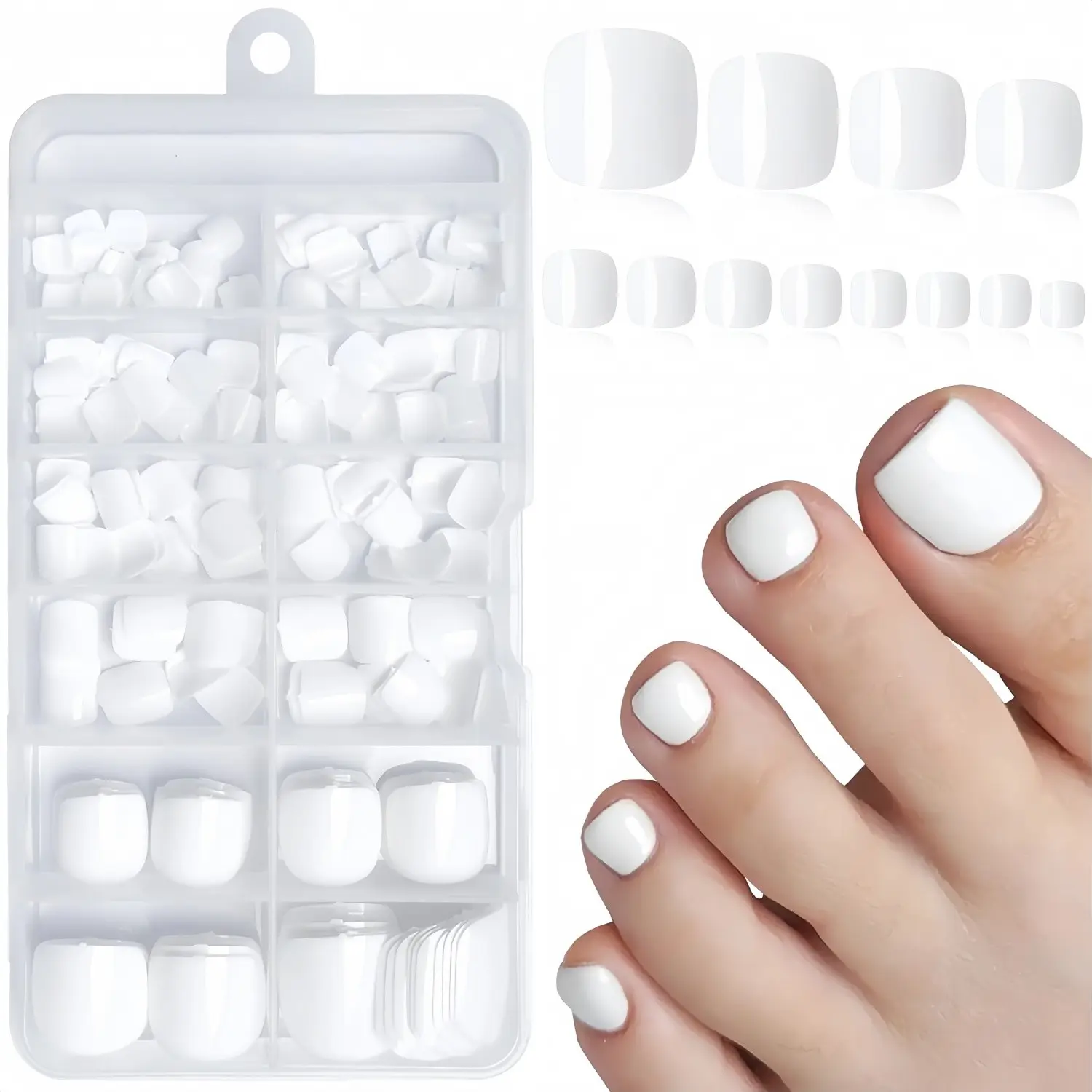120pcs Pure Color Square Short Nail Tips, Glossy Acrylic False Nails, Nail Extension, Cute Artificial Toe Nails for Women Girls, Nails Press Ons