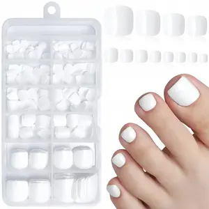 120pcs Pure Color Square Short Nail Tips, Glossy Acrylic False Nails, Nail Extension, Cute Artificial Toe Nails for Women Girls, Nails Press Ons