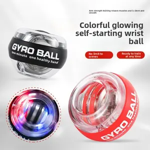 Gyro Ball – Self-Starting Gyroscopic Spin Ball with Silent Operation, LED Lights, Platinum Black Grip for Wrist and Arm Strength Training Fitness Equipment