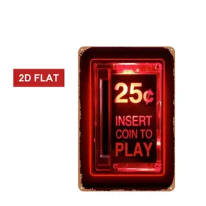 Retro arcade metal wall decals, nostalgic neon lights and designs, 8x12-inch durable metal decorations, easy to hang, art pieces for game rooms and bedrooms