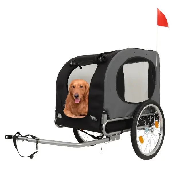 [FLASH SALE] Garvee Dog Bike Trailer, Dog Trailer for Bicycle E-bike, Cargo Cycle Trailers with Coupler, Quick-Release Wheels, Supports up to 88LBS, Easy Folding Bike Carrier for Small/Medium Pets, Grey