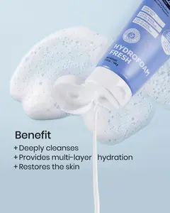 RUBY VIBE CO HydroFoam Fresh Gentle Foaming Cleanser, Hydrating Foaming Facial Cleanser with Hyaluronic Acid Complex & Galactomyces, Daily Face Wash for Women and Men, 100 g