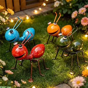 Whimsical Metal Ant Garden Decorative Figurines Cute Insect Yard Sculptures For Outdoor Lawn Patio Backyard Fence Porch Decor, Weatherproof Standing Ornaments For Spring Summer Garden Accent