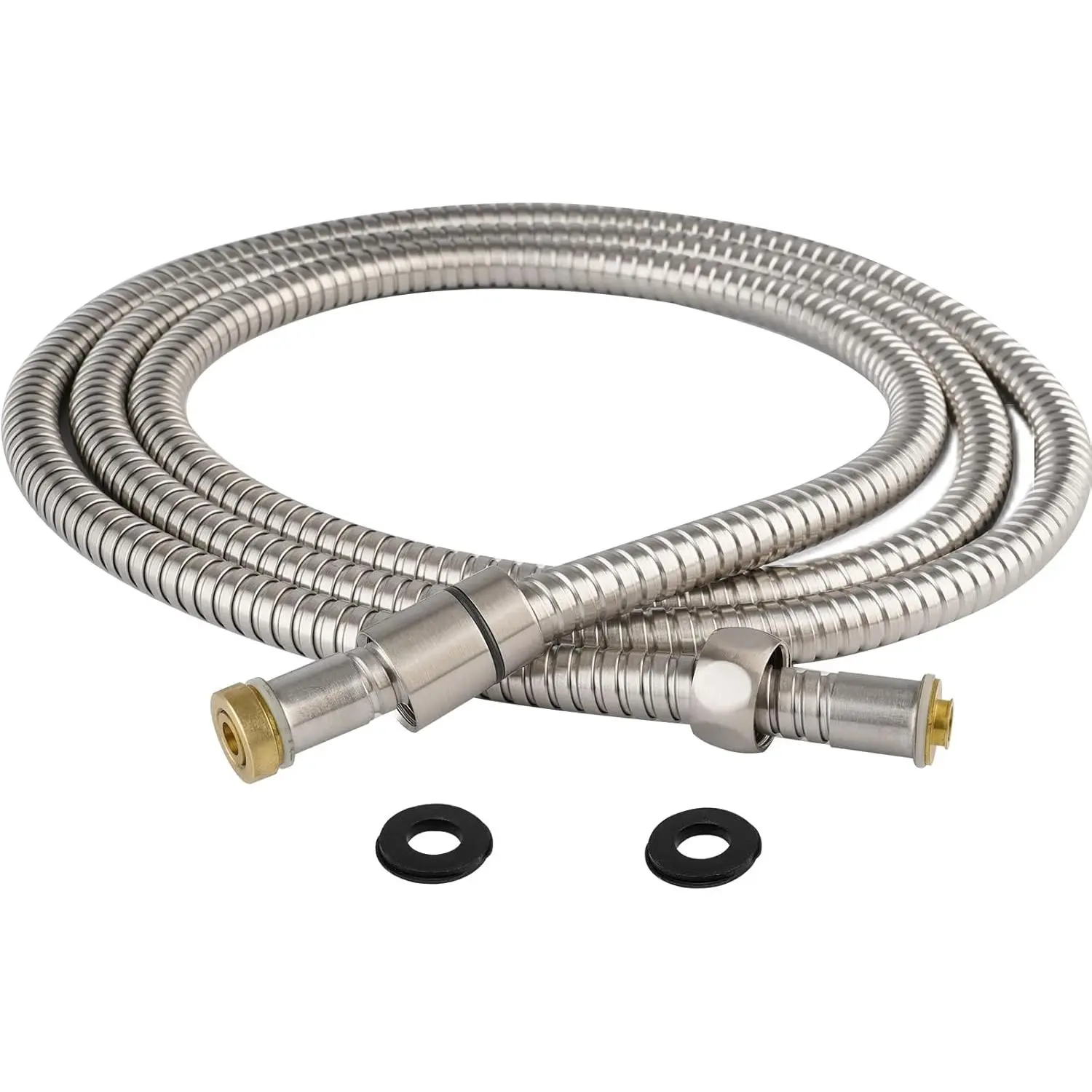Suitable for all metal shower hoses, 90inch stainless steel extra-long bathroom shower hose replacement, anti-twist flexible handheld shower head hose extension, with brass insert and nut, brushed nickel color