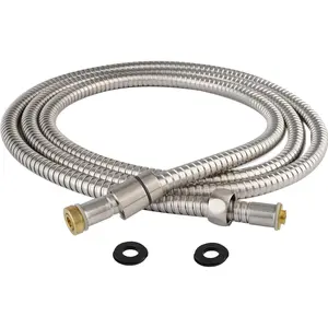 Suitable for all metal shower hoses, 90inch stainless steel extra-long bathroom shower hose replacement, anti-twist flexible handheld shower head hose extension, with brass insert and nut, brushed nickel color