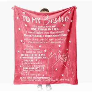 Snycler Best Friend Blanket for Women - 50"x60" Soft Throw Blanket, Birthday Gift for Bestie, BFF, Christmas or Valentine's Day for Her, Cozy Pink