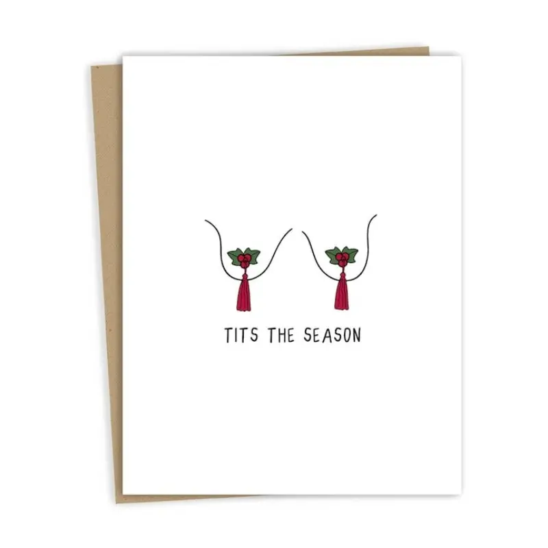 1pc adult Christmas card "Tits the Season" | Funny Christmas card-Fun pun card-Merry Christmas card-Envelope included