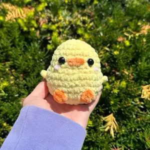 Hand-crocheted yellow duck