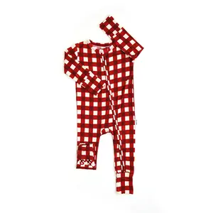 Gigi and Max Emery Plaid ZIP Bamboo Baby Two Way Zipper Lounge Set - Soft & Comfortable Bamboo Viscose Fabric with Easy Diaper Changes