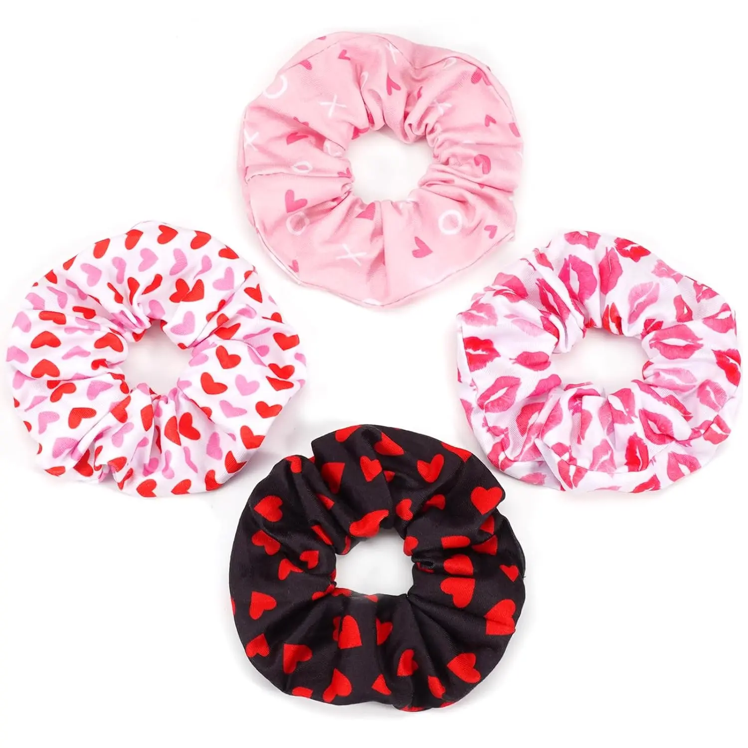 4Pcs Valentines Hair Scrunchies