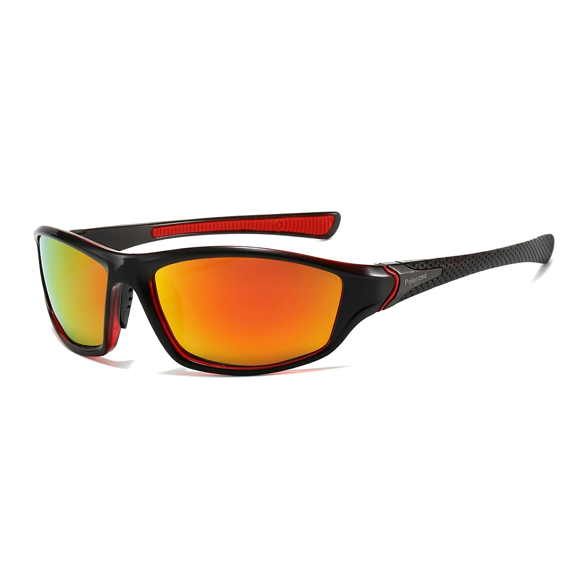 Men's Polarized UV400 TAC Sunglasses - Anti-Glare, Black-and-Red Design, c10, c4, c5, c6, c7 Eyewear for Male Fishing, Cycling Use