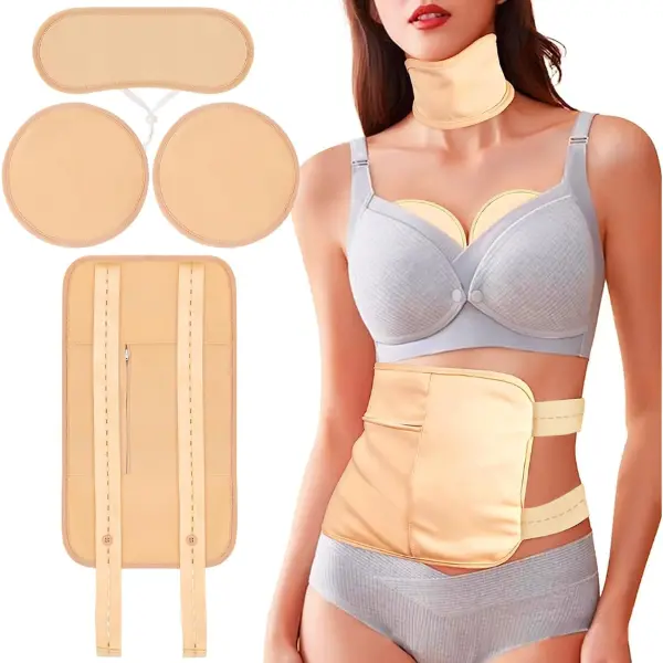 4 Pcs Castor Oil Pack Wrap Organic Cotton Wraps, Reusable Pads Kit with Adjustable Elastic Strap Waterproof (Oil Not Included)