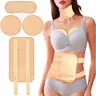 4 Pcs Castor Oil Pack Wrap Organic Cotton Wraps, Reusable Pads Kit with Adjustable Elastic Strap Waterproof (Oil Not Included)