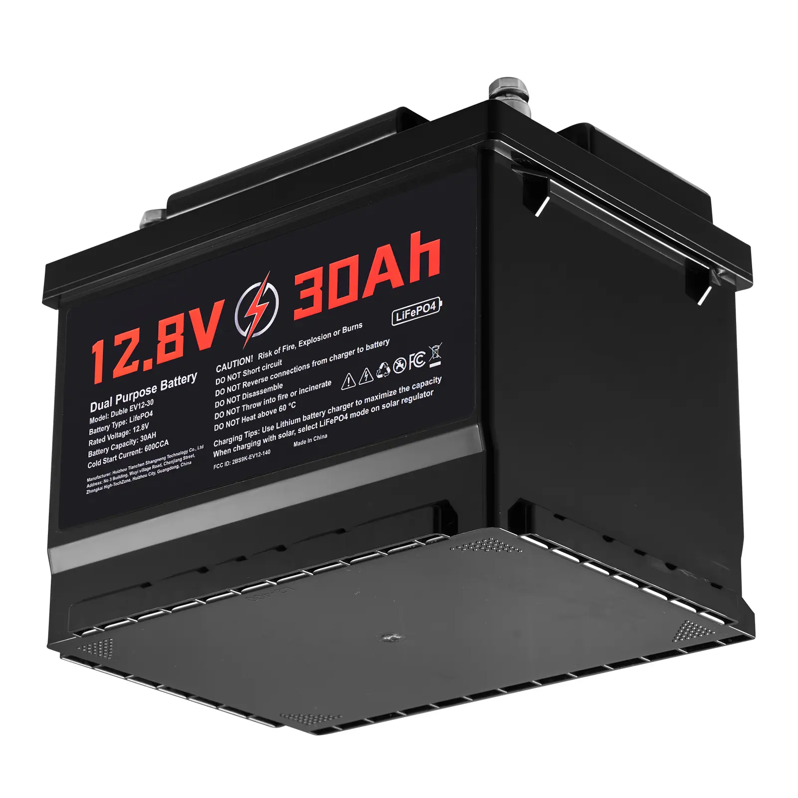 12V 30Ah Dual Purpose LiFePO4 Lithium Battery, 600 CCA Group 47, Car Start-Stop Lithium-ion Starter Battery Plus Deep Cycle, Built-in Smart BMS, for Automotive, Trolling Motor, Engine Starting