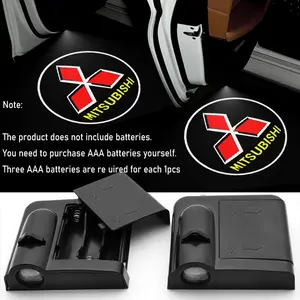1/2/4Pcs Car Logo Door Light Welcome Lamp Wireless LED Projector Shadow Lights Lamp Auto Accessories For Mitsubishi Lancer 10 9 EX ASX Pajero L200 Outlander Eclipse Colt Galant EVO Competition
