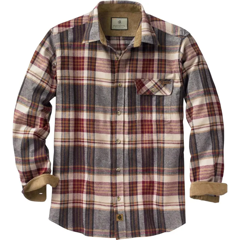 Mens Long Sleeve Button Down Cotton Flannel Shirt