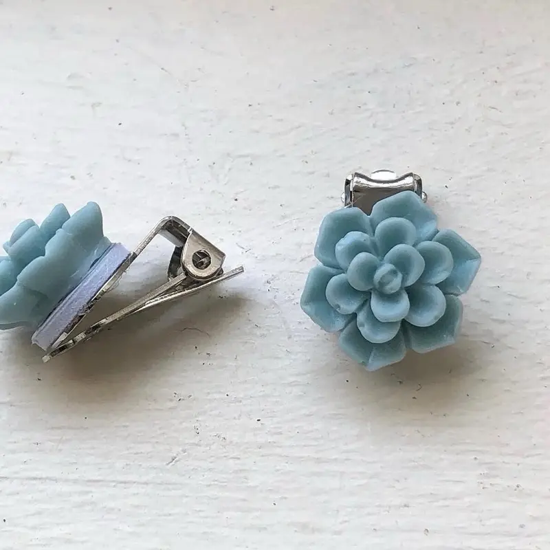 Succulent Plant Clip-On Earrings