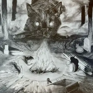 Mildred (Mittens) Garcia The Funeral of Mildred Print - Unique Campfire Scene Artwork, Perfect for Home Decor and Personal Space - Prints Hanging Decoration