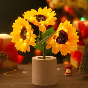 Sunflower Night Light - Sunflower Flower Lamp 3 Colors Infinite Dimming Night Light, suitable for home, living room, bedroom, Mother's Day gift to mom, grandma, wife, as a birthday gift, Valentine's Day gift for girlfriend