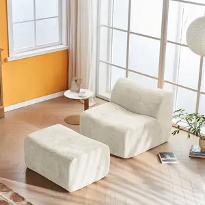 Ultra-Comfortable and Space-Saving Single Foam Compression Sofa Chair with Footrest + Pillow – A Modern,  Minimalist Lounge Chair for Living Rooms or Bedrooms