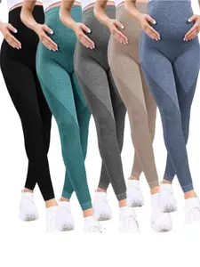 5PCS Women's Maternity Leggings Over The Belly Pregnancy Yoga Pants Active Wear Workout Leggings Maternity Clothing Maternity Clothes