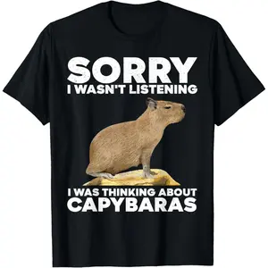 Best Capybara Design for Men Women Kids Pet Rodent Capybara T-Shirt Pure Cotton Graphic Tees Menswear Top: Gifts for Men & Women