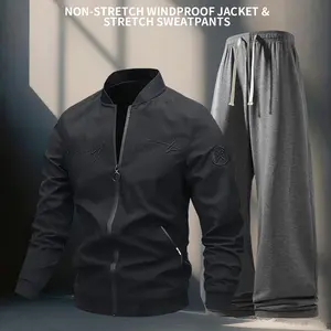 Classic men's letter-stitched pilot jacket and sports pants, suitable for outdoor activities and casual wear. A gift for him.