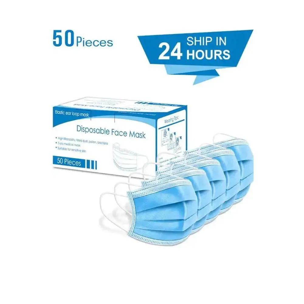 Blue Surgical 3 Layer Disposable Face Mask 50 Pieces