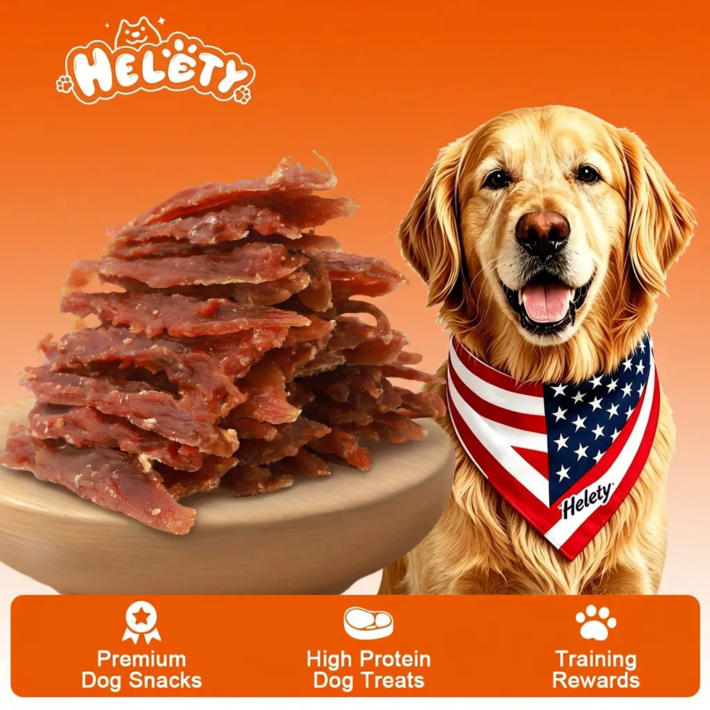 HELETY Premium Duck Jerky  Treats - All Natural Grain-Free High Protein Pet Snacks, Healthy Training Reward for All  Sizes, Picky Eater-Approved Alternative to Heart Minties, Chicken Molar Sticks & Carrots chew coat health Bacon Cheese Yak dog chew joint