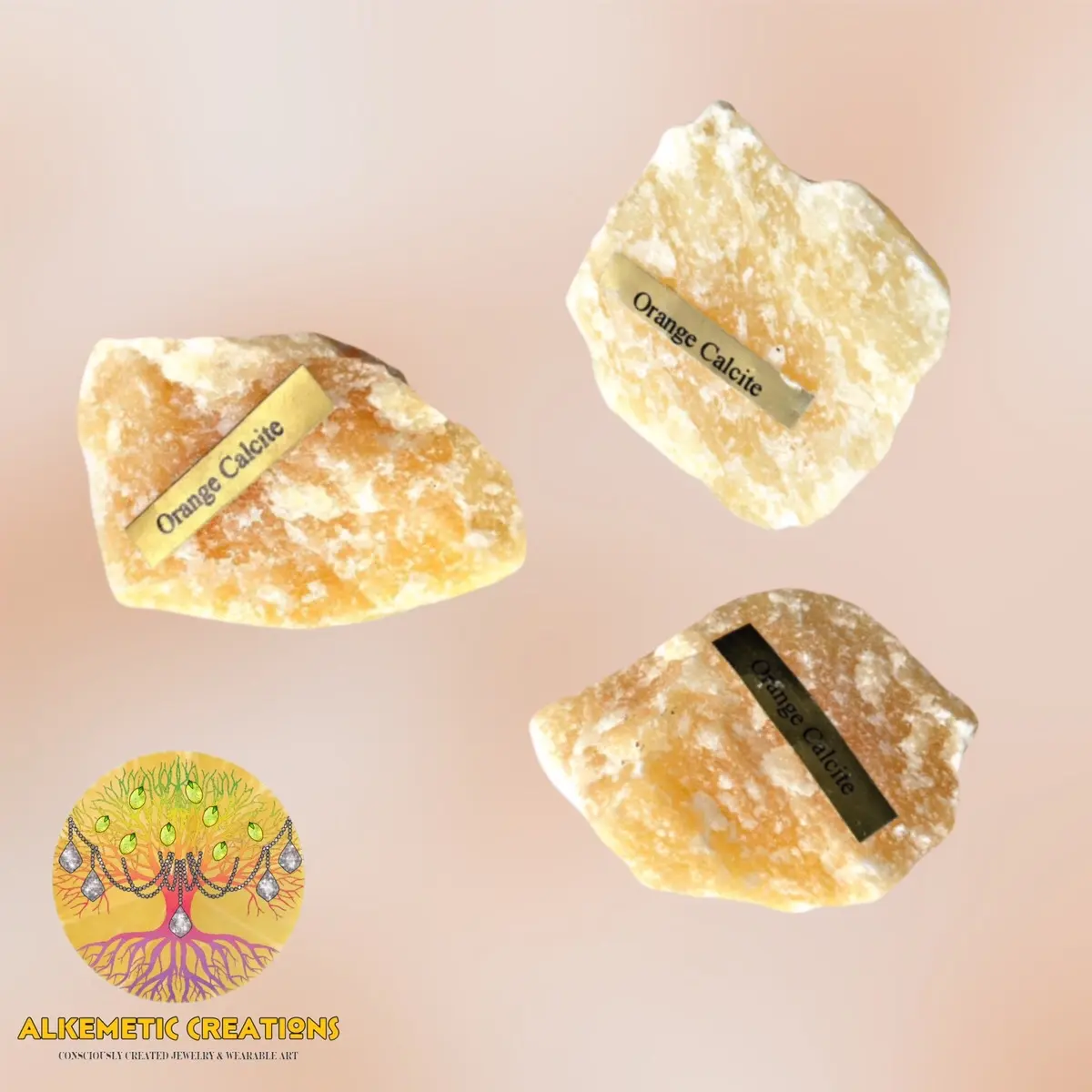 Natural Raw Orange Calcite from Brazil