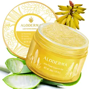 Aloderma Age Defying Aloe Flower Essence Gel with Fresh Organic Aloe Vera, 24K Gold Leaf, Allantoin & Hyaluronic Acid for a Glowing, Shimmering, Youthful Complexion, 7oz