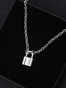 European Punk Hip Hop Stainless Steel Lock Pendant Necklace, Creative Unisex Jewelry, All-Season Accessory, Perfect for Fall & Winter