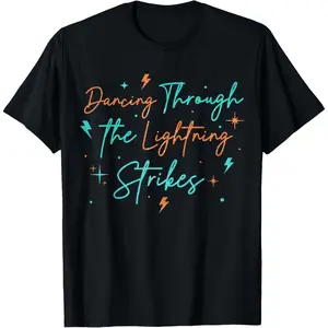 Retro Graphic Print Cotton Tee Music Show Dancing Through The Lightning Strikes T-Shirt