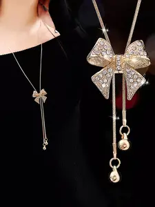 Fashionable Bowknot Sweater Chain Accessory, Stylish Clothing Decoration, Trendy Jewelry for Women, Perfect Gift Idea