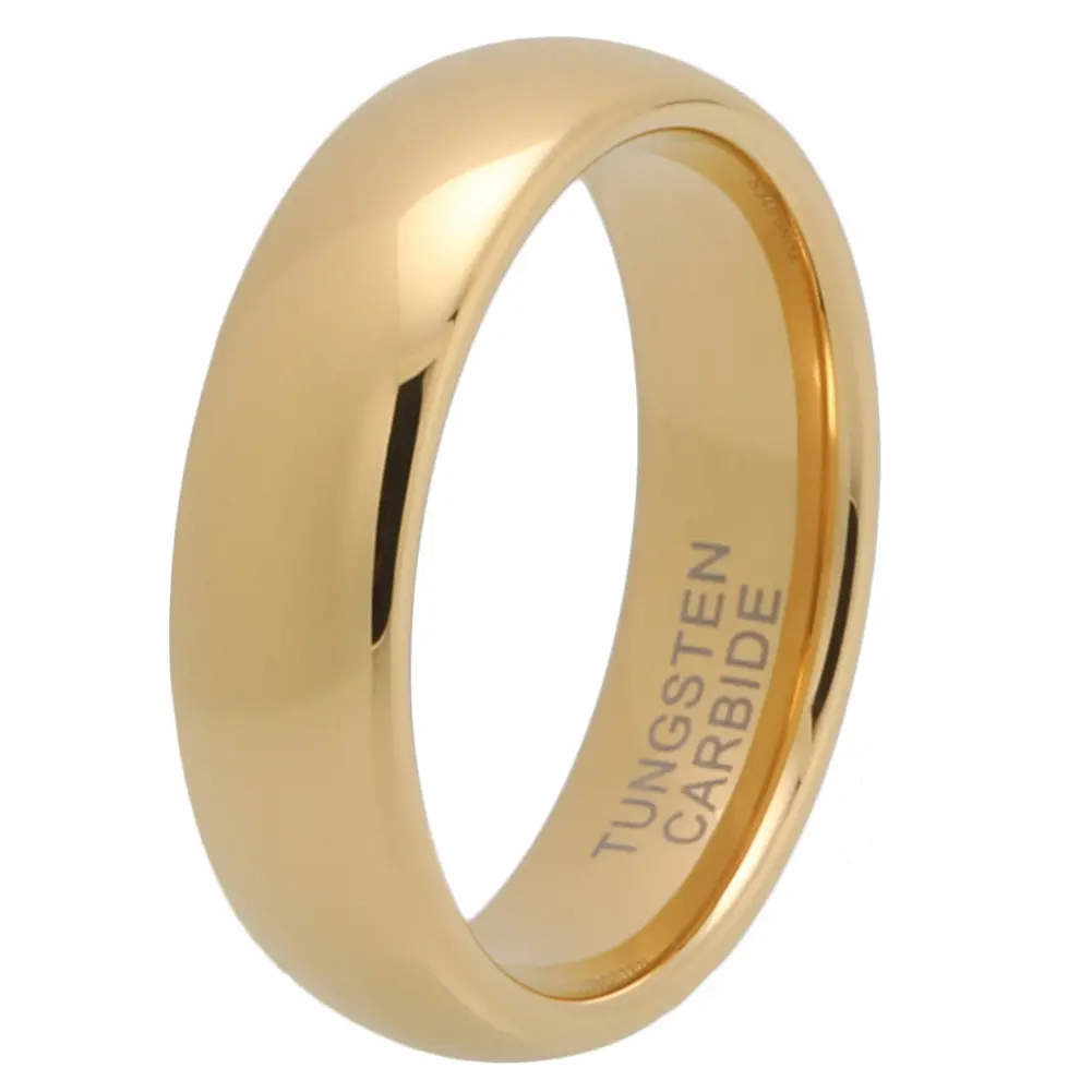 Yonifu 4mm 6mm 8mm Gold Tungsten Rings for Men Women Couple Fashion Jewelry Engagement Wedding Bands Domed Polished Comfort Fit Durable Scratch-Resistant Stylish Couples Rings