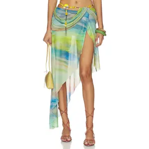 Jaded London Beaded Belt Asymmetric Skirt in Multi