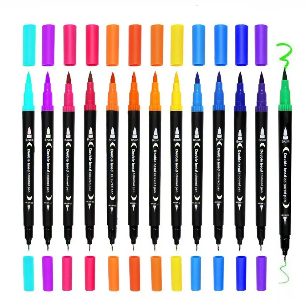 12/24/36/48pcs Dual Tip for Coloring, Artist Markers, Art Markers Set, Art Markers Pen, Fine Point Art Supplies, Kids & Adults, Drawing, School Supplies, Back-To-School Gift, Brush Tip Markers, Double Tip Marker, Double Headed Marker
