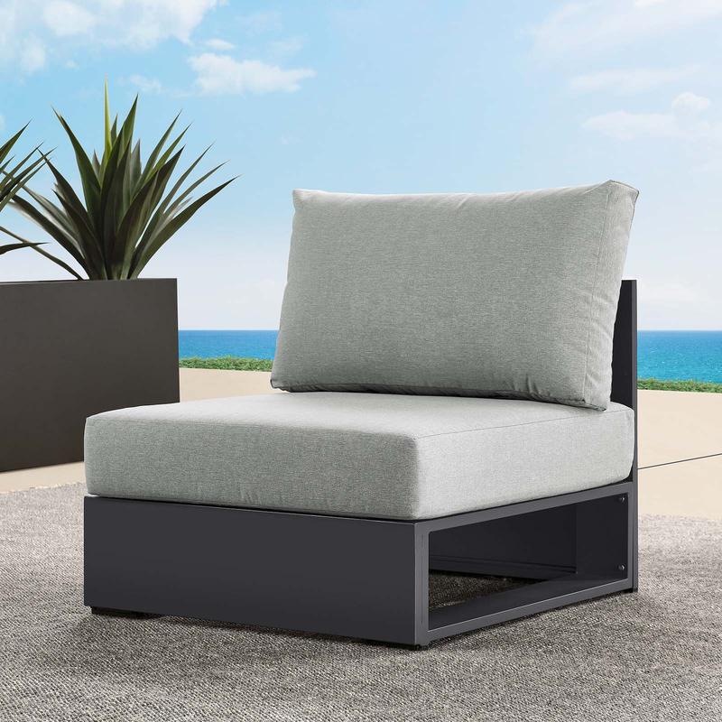 Modway Tahoe Outdoor Patio Powder-Coated Aluminum Modular Armless Chair in Gray Gray